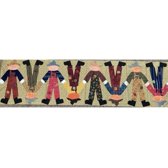 Shabby Fabrics UNFINISHED Thanksgiving Scarecrow Pumpkin Laser Cut Table Runner - Picture 2 of 4